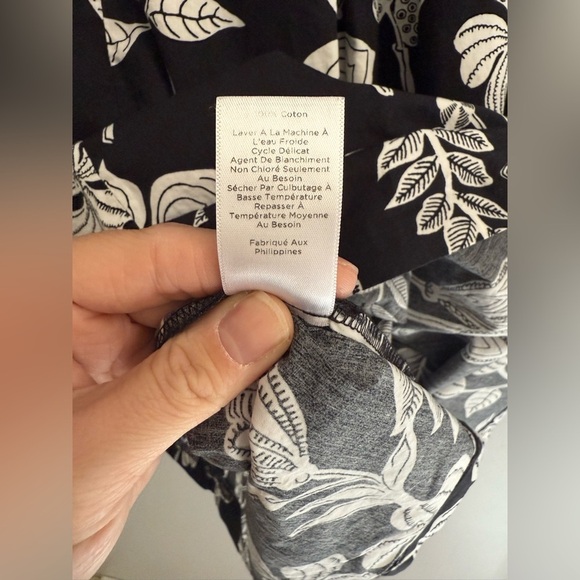 Talbots Flare Pleated Skirt Women’s SZ 10 Black White Floral Cotton MIDI Summer - Picture 4 of 8